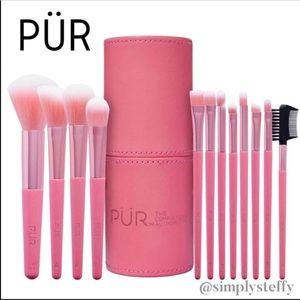 PUR 12 Piece Makeup Brush Set and Brush Holder NEW